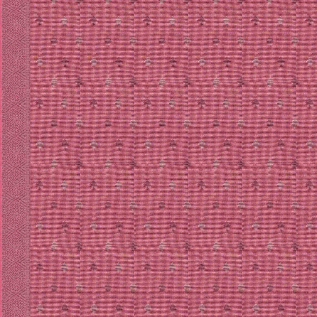 Blouse closeup of a Authentic pink South cotton saree with hut motifs.