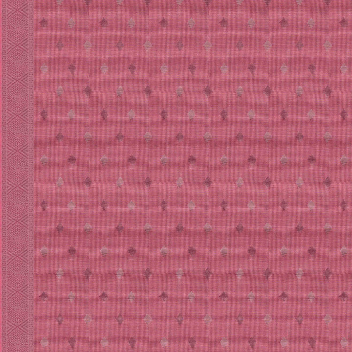 Blouse closeup of a Authentic pink South cotton saree with hut motifs.