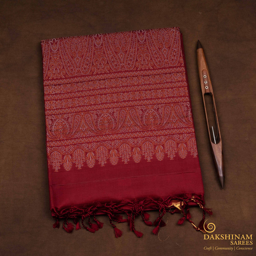 Folded Handwoven Maroon Soft silk Saree 