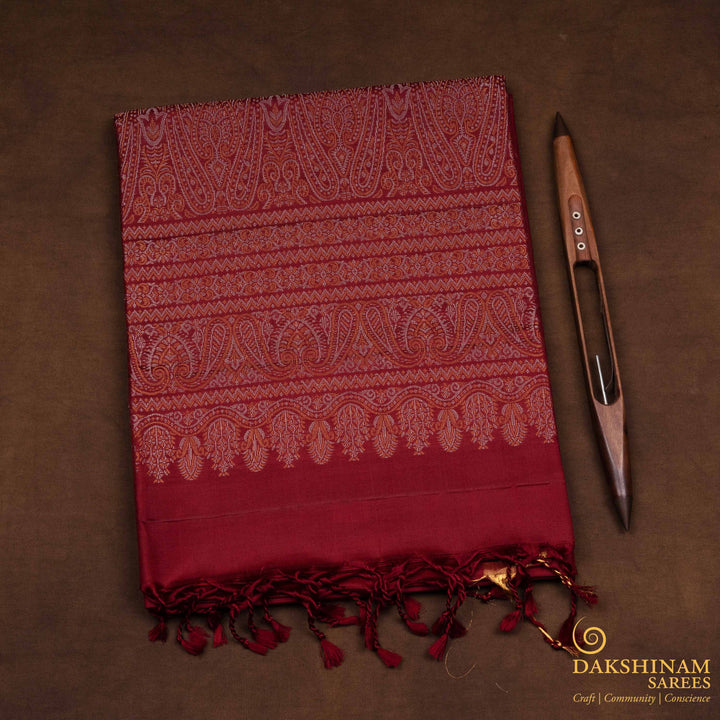 Folded Handwoven Maroon Soft silk Saree 