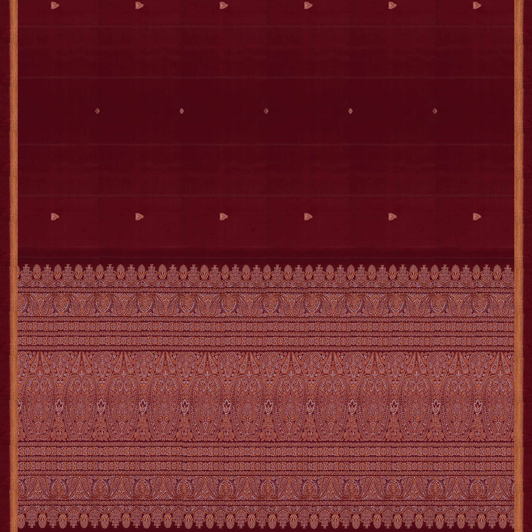 Pallu of Handwoven Maroon Soft silk Saree 