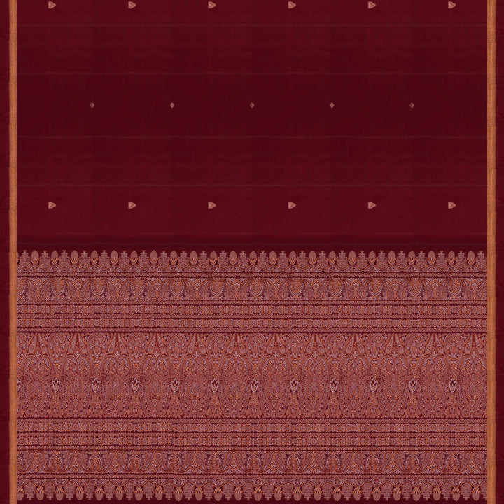 Pallu of Handwoven Maroon Soft silk Saree 