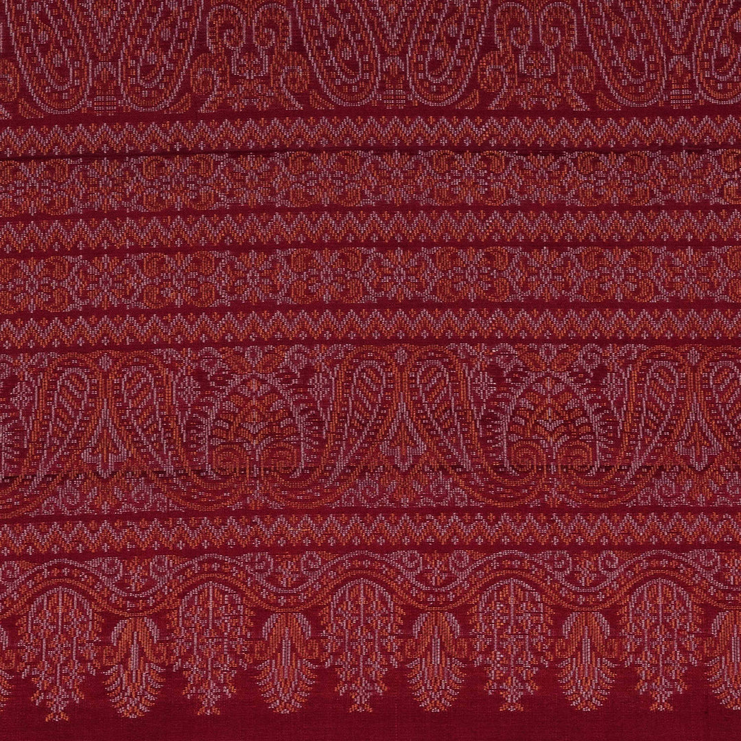 Pallu design of Handwoven Maroon Soft silk Saree 