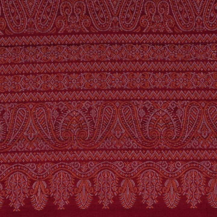 Pallu design of Handwoven Maroon Soft silk Saree 