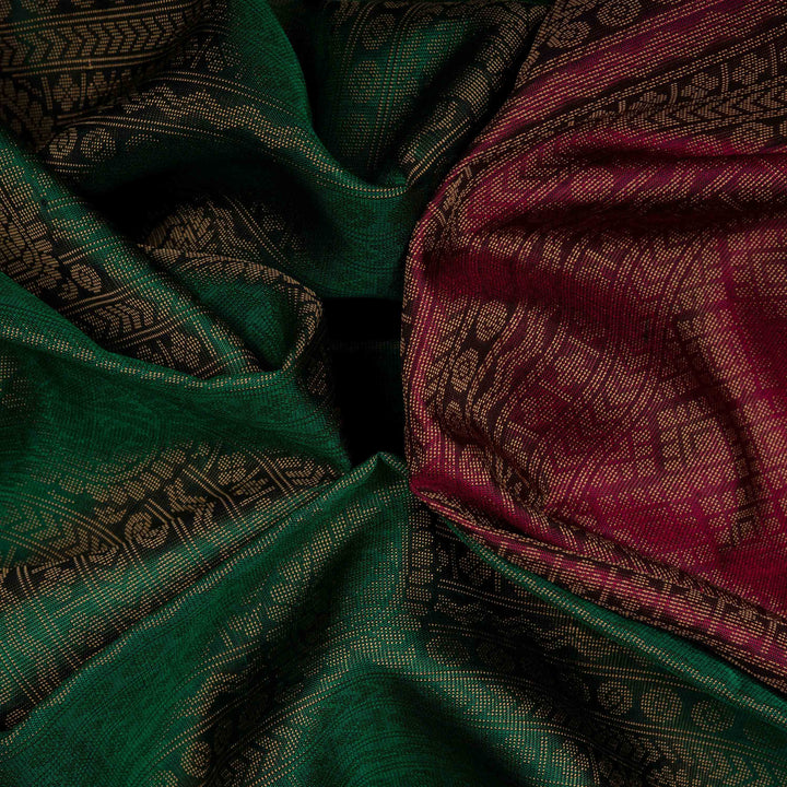 Closeup of  Handwoven Soft silk Saree 