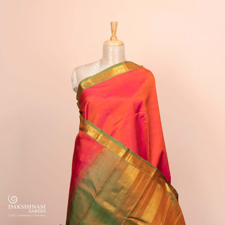 Pleats/body of Handwoven  Kanjivaram silk Saree