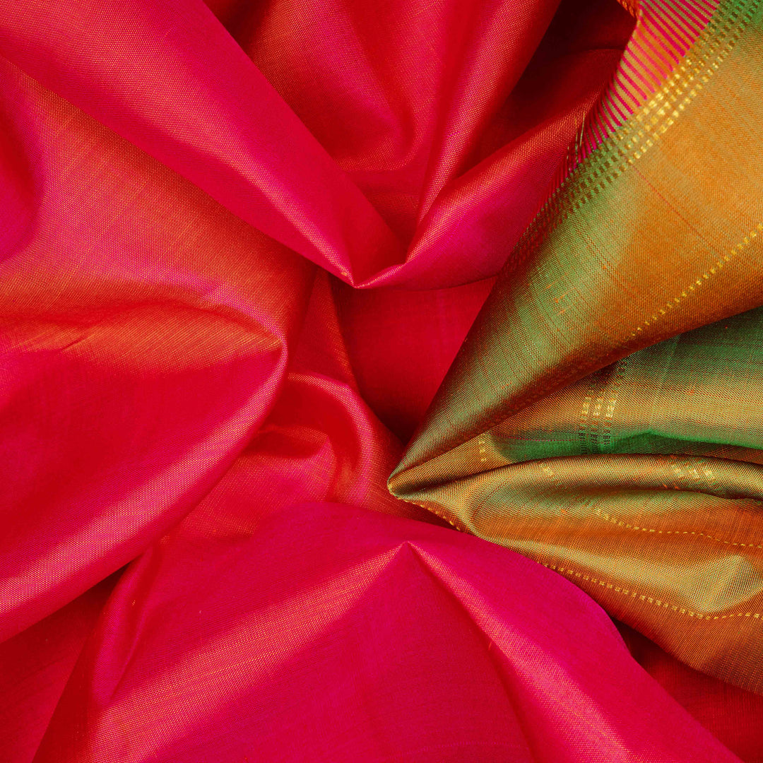 Closeup of Handwoven Kanjivaram silk Saree