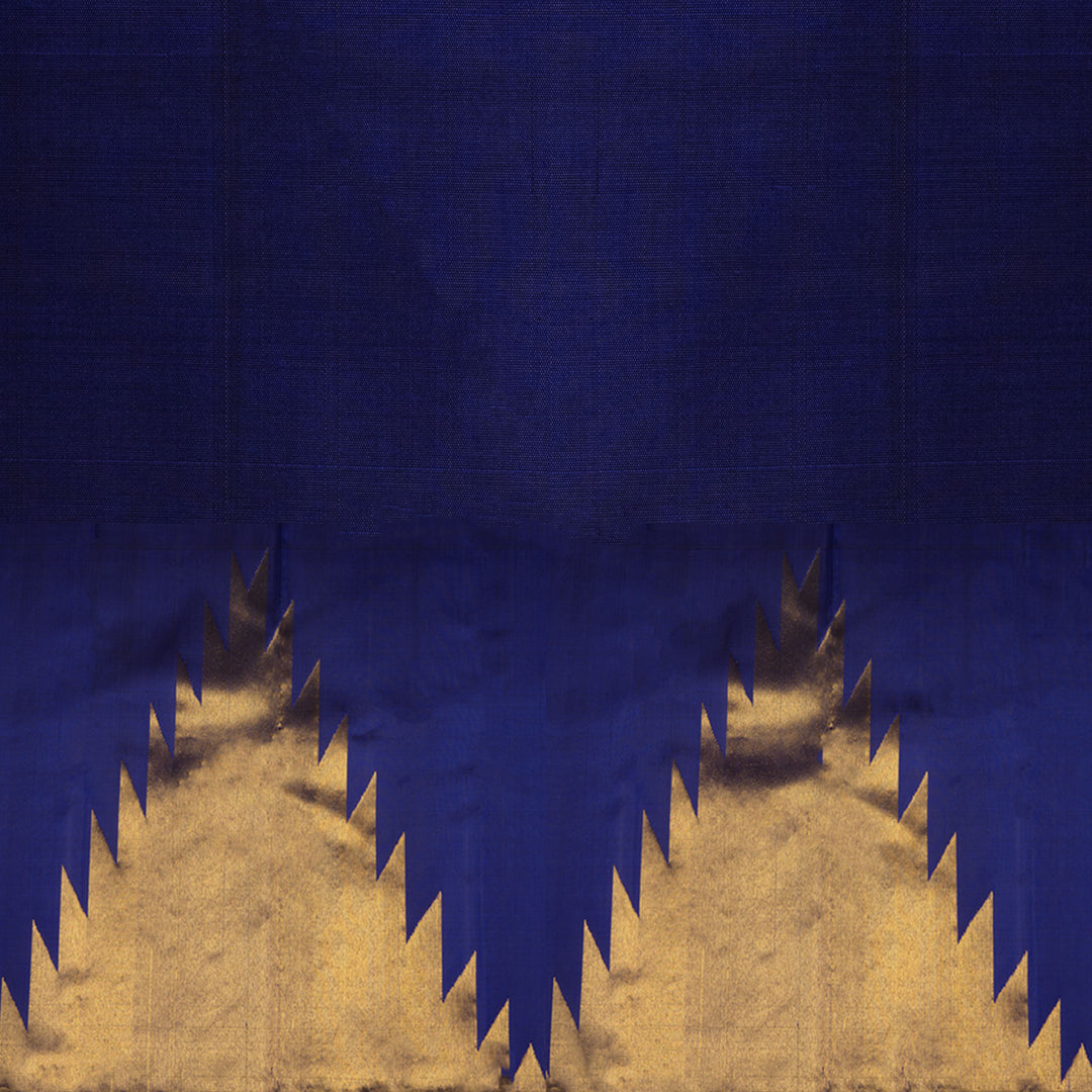 Body design of Handwoven Navy blue temple Kanjivaram silk Saree