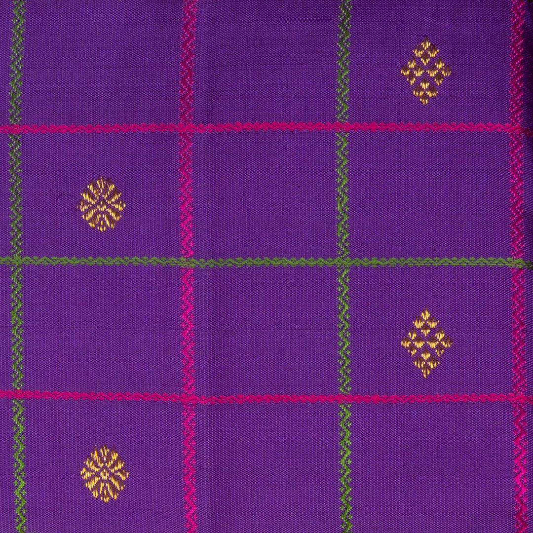 Handwoven Purple with Magenta Kanjivaram silk Saree- 3046T013341DSC