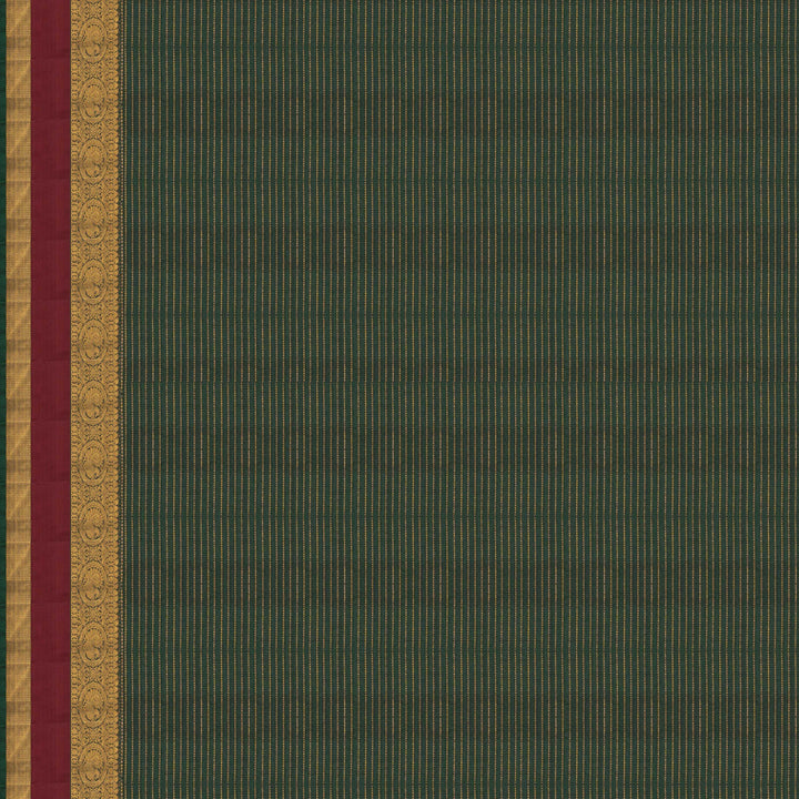 Blouse of Handwoven Green with maroon Kanjivaram silk Saree