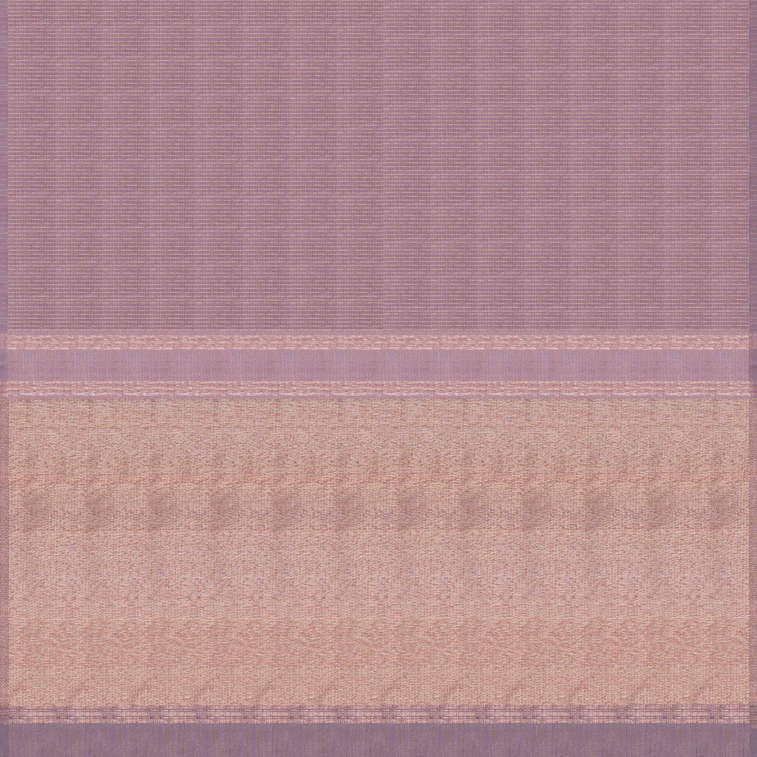 Pallu of Handwoven Lavendar borderless Kanjivaram silk Saree