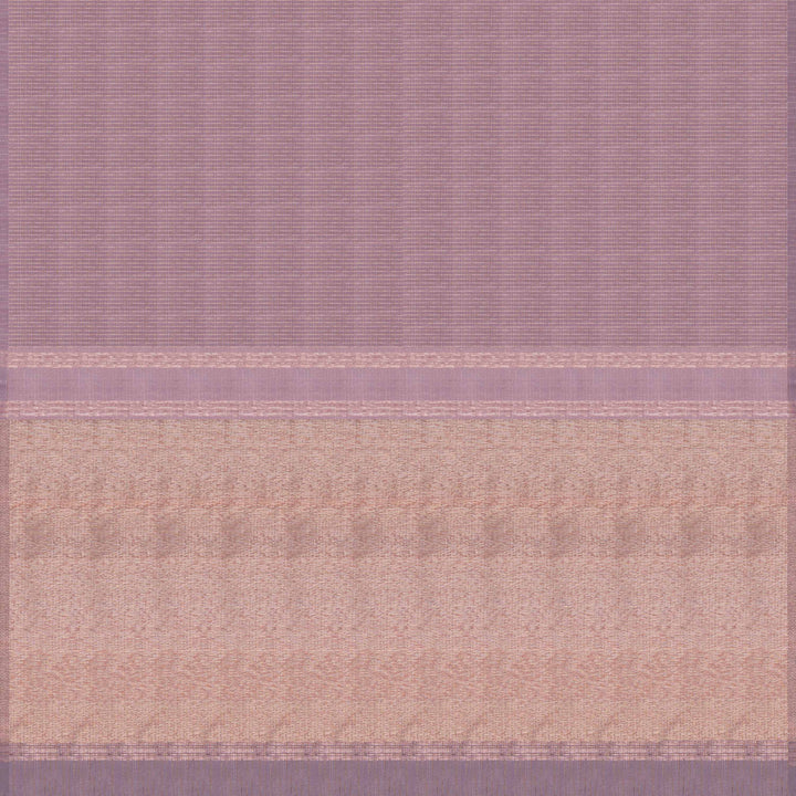 Pallu of Handwoven Lavendar borderless Kanjivaram silk Saree