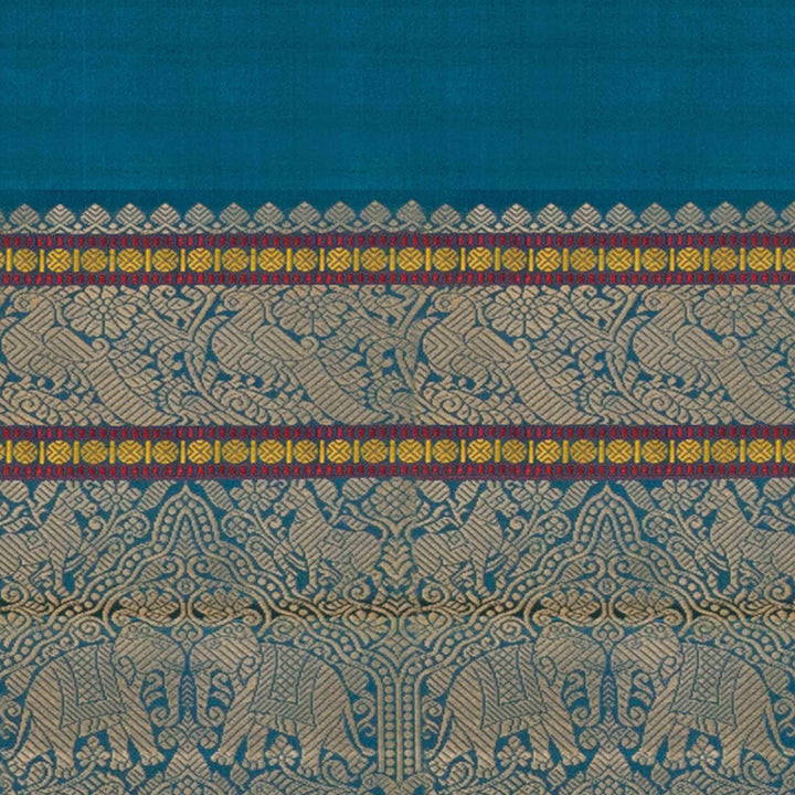 Handwoven Blue Pattupetu Kanjivaram silk Saree - 2971T009661DSC