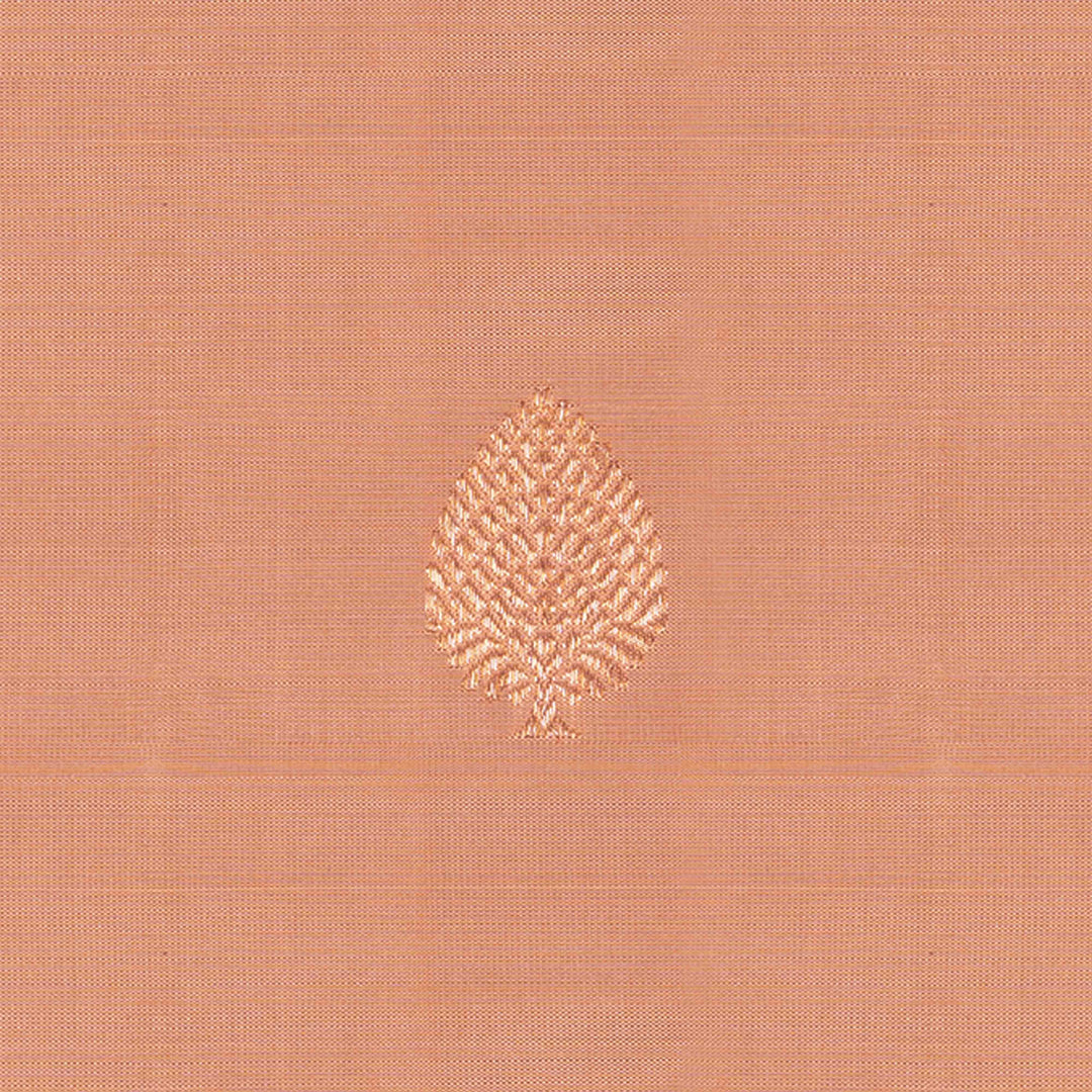 Handwoven Peach with Maroon Korvai Kanjivaram silk Saree- 2974T012699DSC