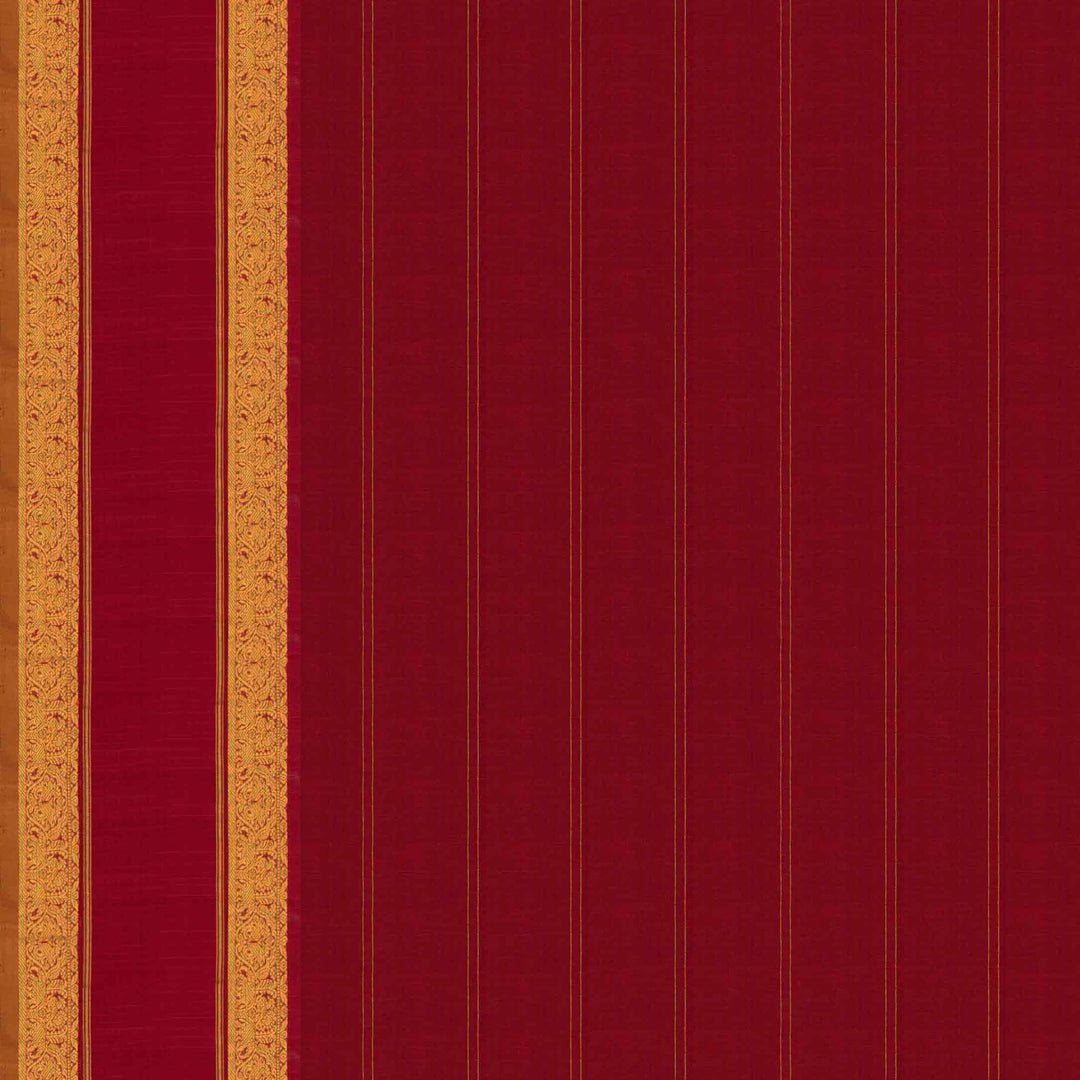 Blouse closeup of a Midnight blue Kanjivaram silk saree with red korvai border and gold checks.