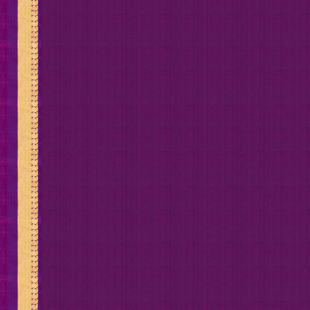 Blouse view of a Blue Kanjivaram silk saree with dark magenta border.