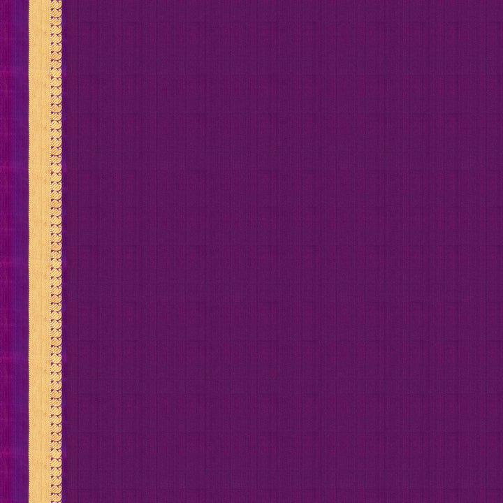 Blouse view of a Blue Kanjivaram silk saree with dark magenta border.