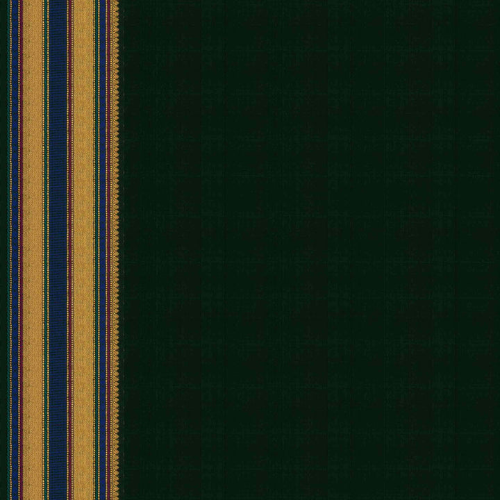 Blouse Closeup of a Yellow Korvai Kanjivaram silk saree with green border.