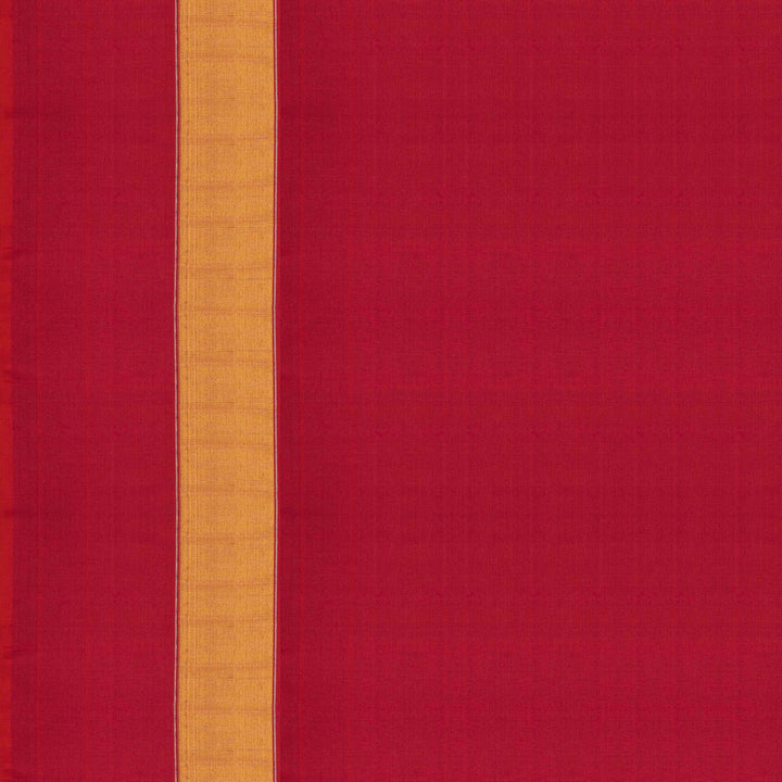 Blouse Closeup of a Yellow Korvai Kanjivaram silk saree with red temple border.