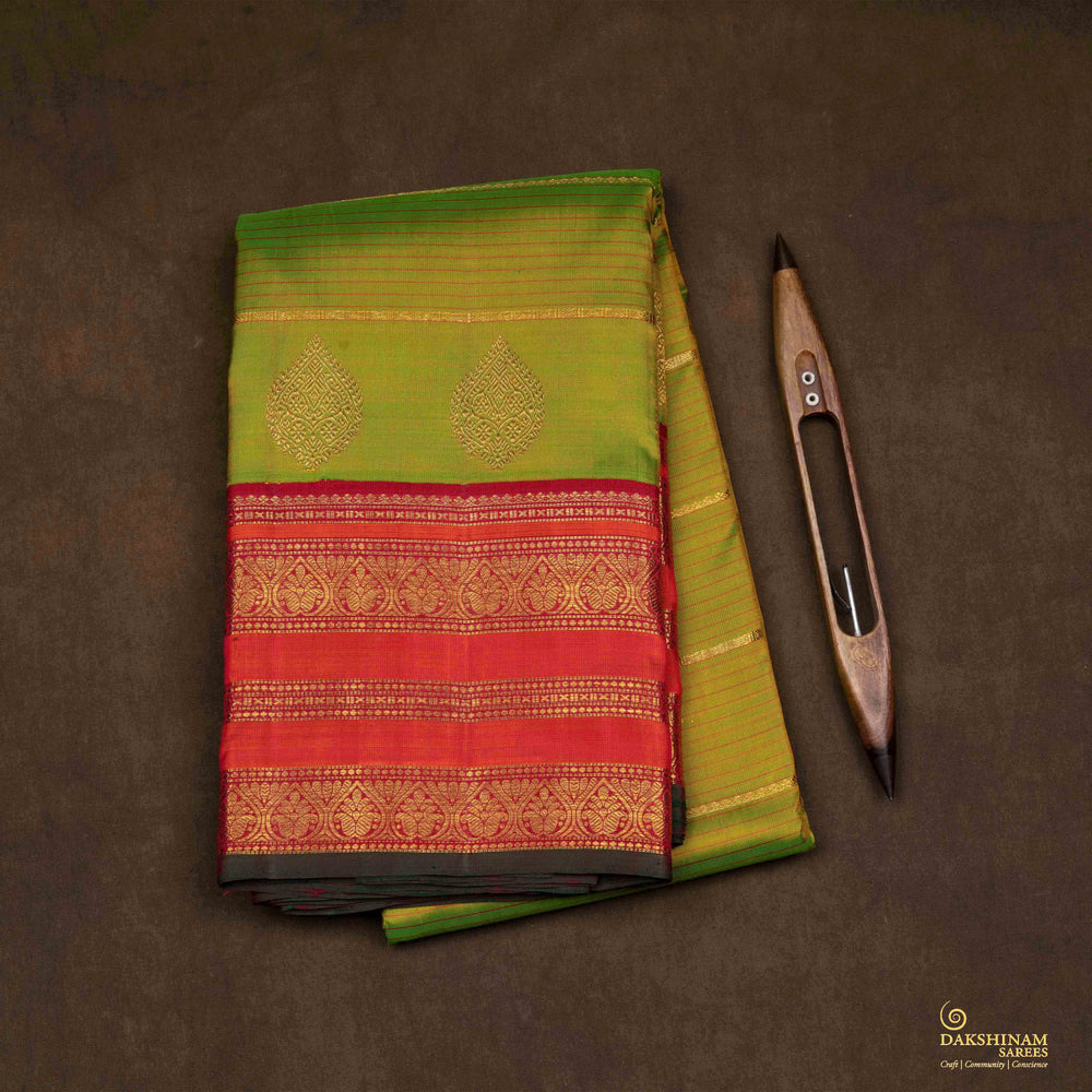 Folded  Handwoven Korvai Kanjivaram silk Saree