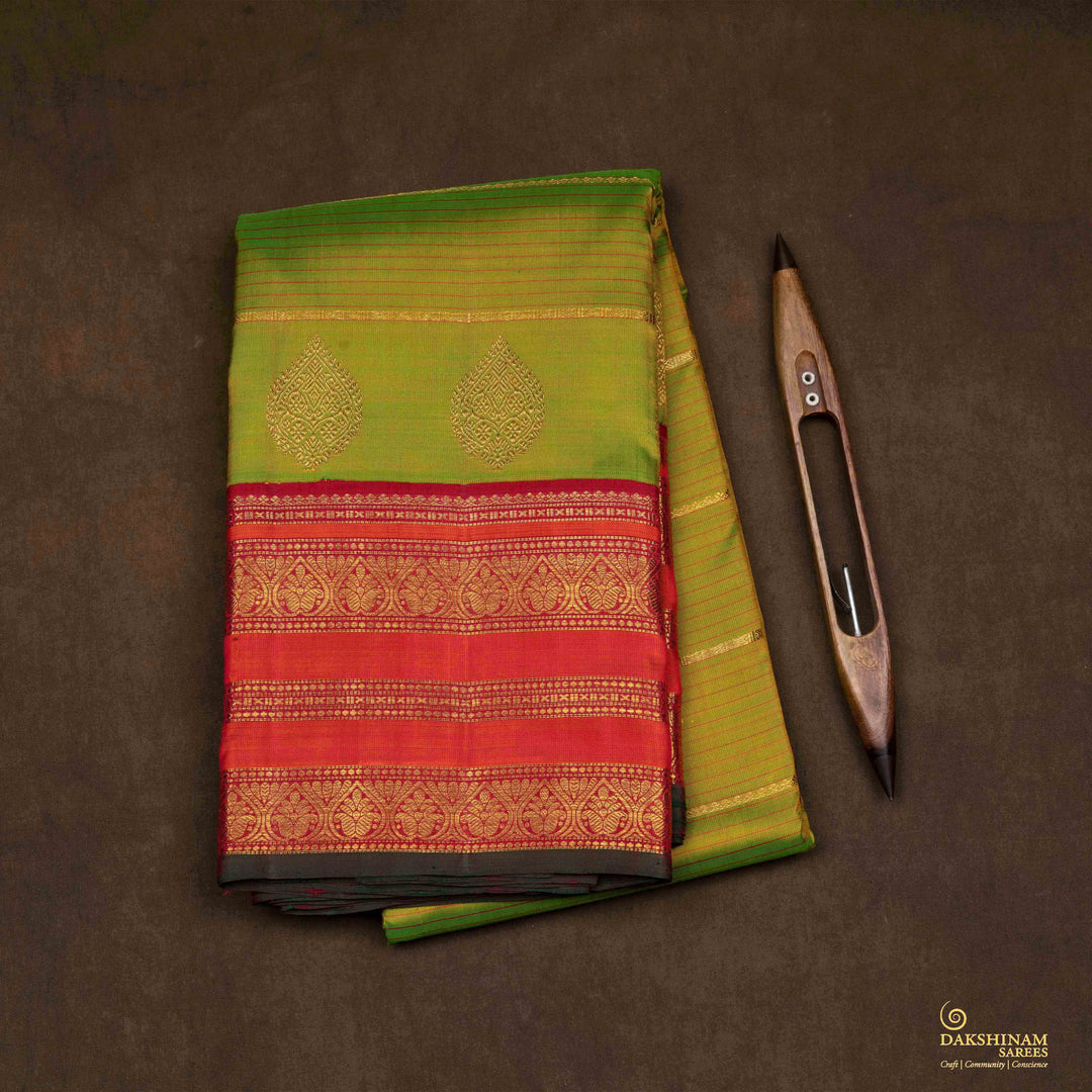Folded  Handwoven Korvai Kanjivaram silk Saree