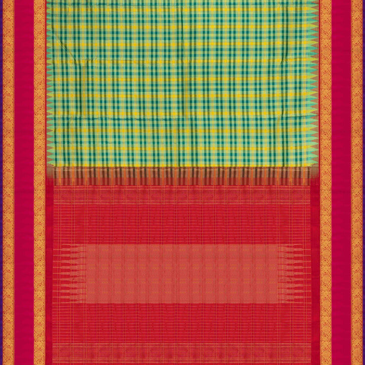 Pallu of Handwoven Korvai Kanjivaram silk Saree