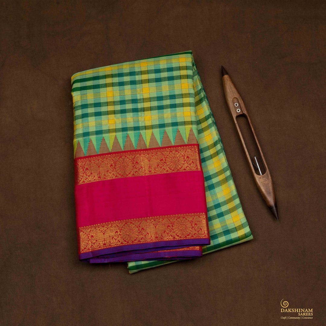 Folded  Handwoven Korvai Kanjivaram silk Saree