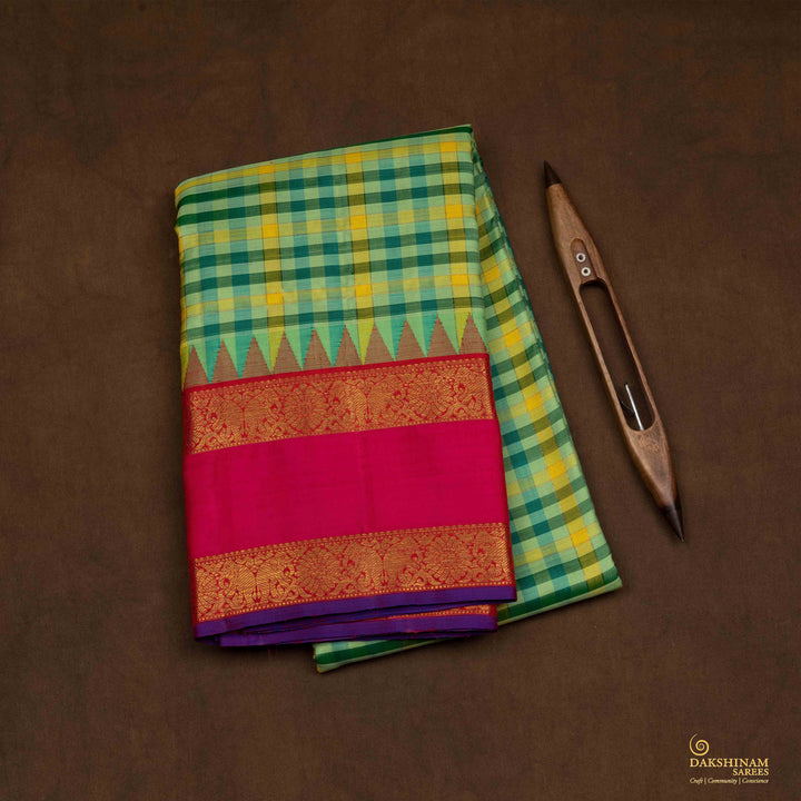 Folded  Handwoven Korvai Kanjivaram silk Saree