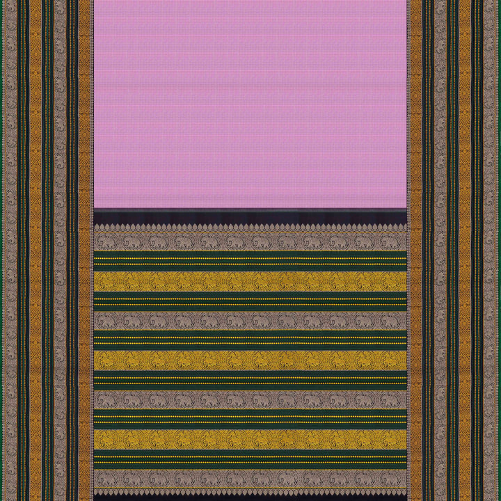 Pallu of Handwoven Pattu Pettu Korvai Kanjivaram silk Saree