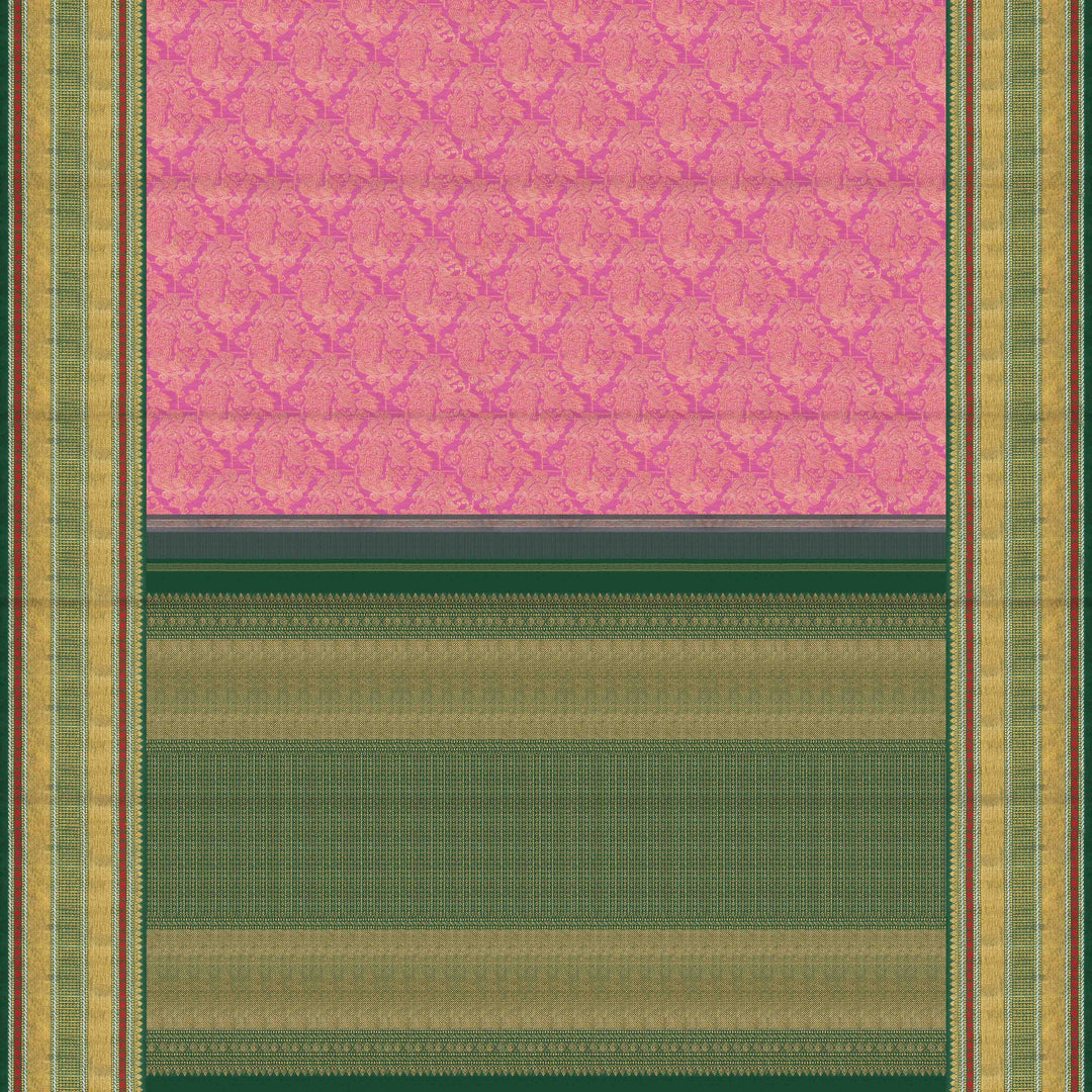 Pallu of Handwoven Korvai Kanjivaram silk Saree