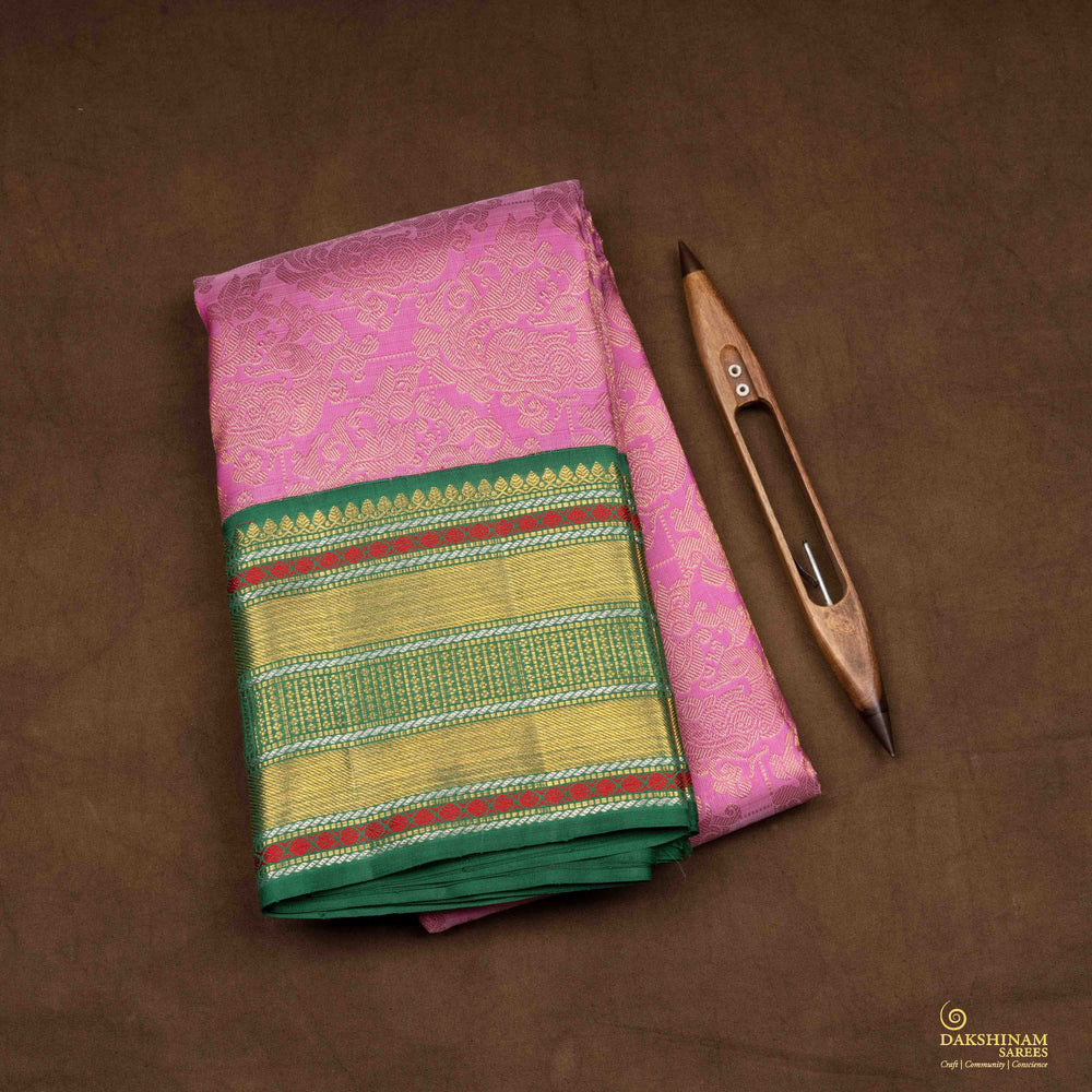 Folded  Handwoven Korvai Kanjivaram silk Saree