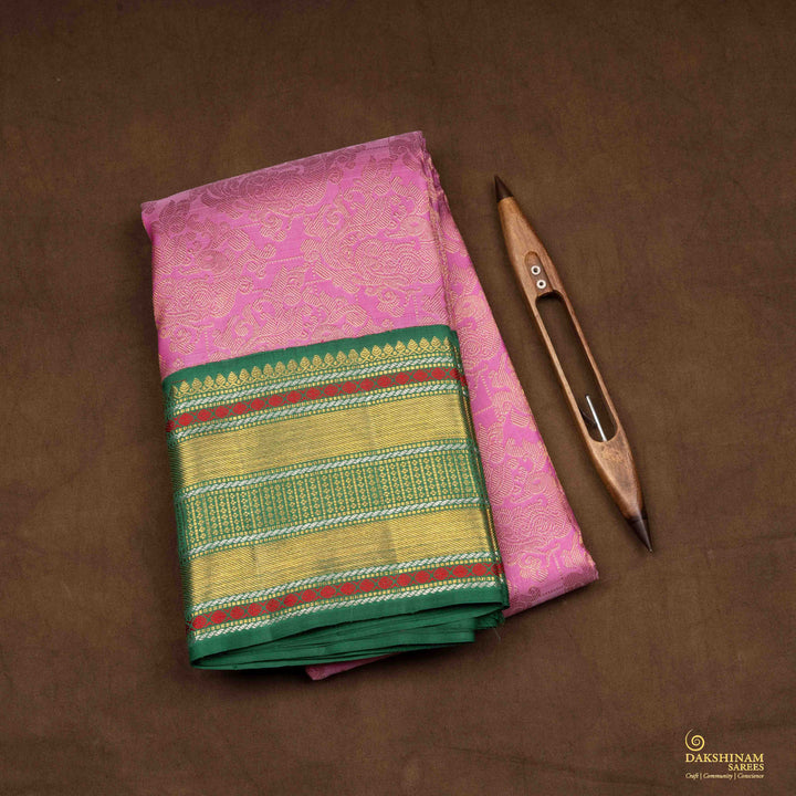 Folded  Handwoven Korvai Kanjivaram silk Saree