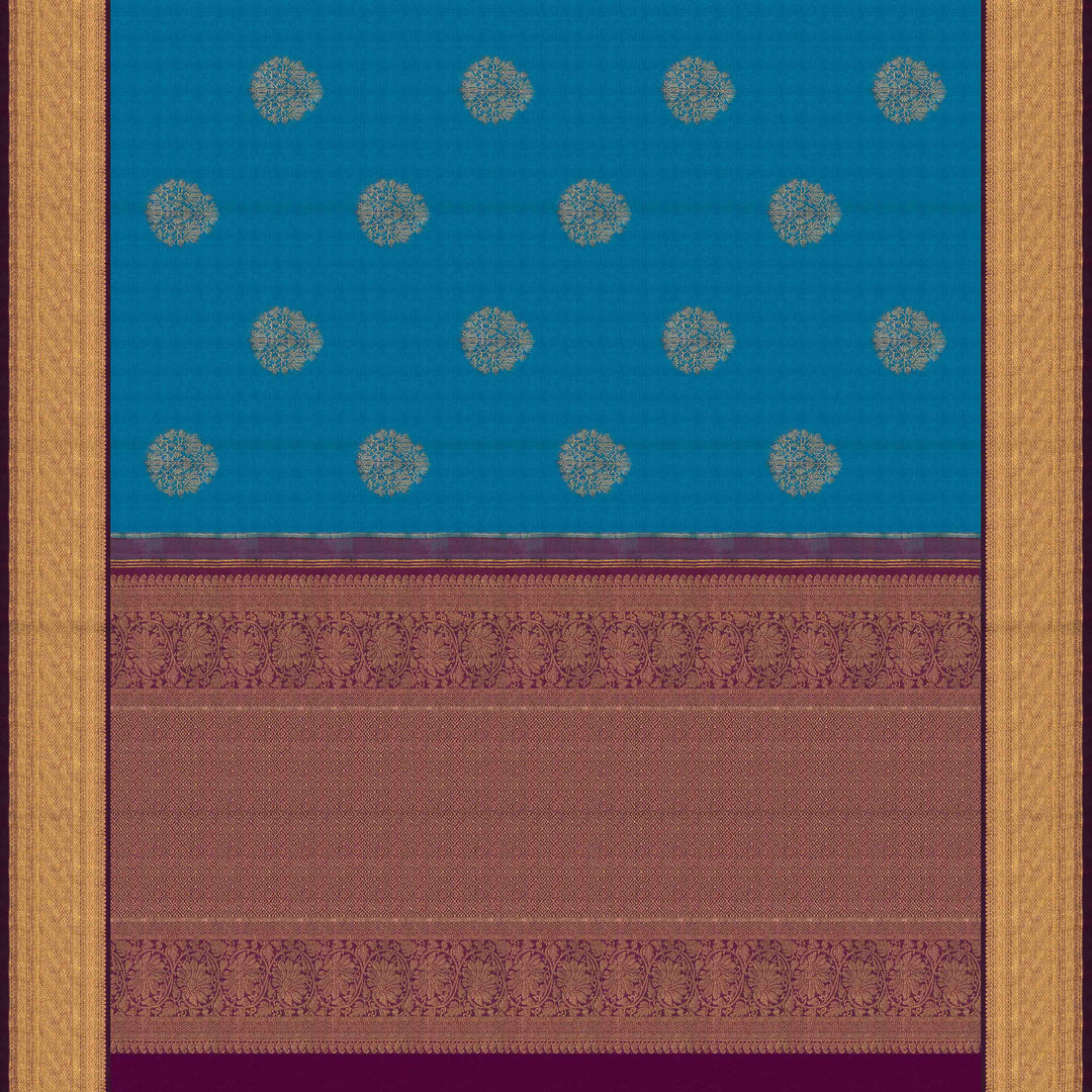 Pallu of Handwoven Korvai Kanjivaram silk Saree