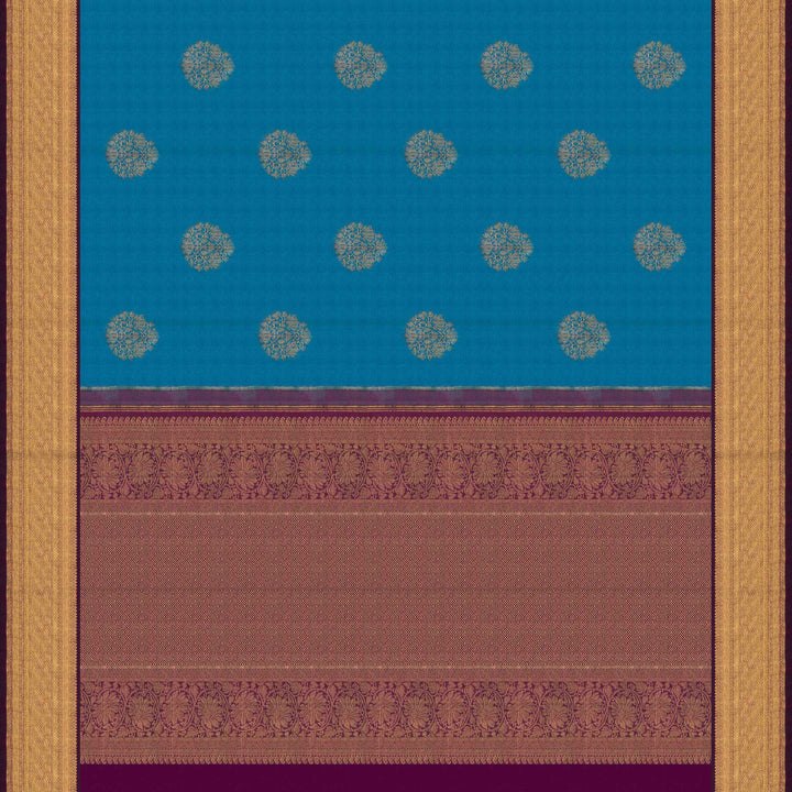 Pallu of Handwoven Korvai Kanjivaram silk Saree