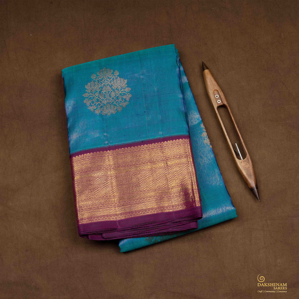 Folded Handwoven Korvai Kanjivaram silk Saree