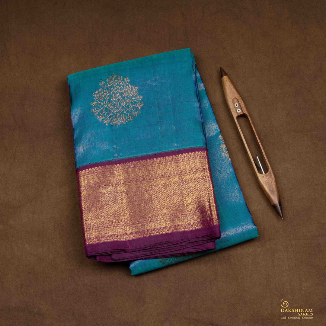 Folded Handwoven Korvai Kanjivaram silk Saree