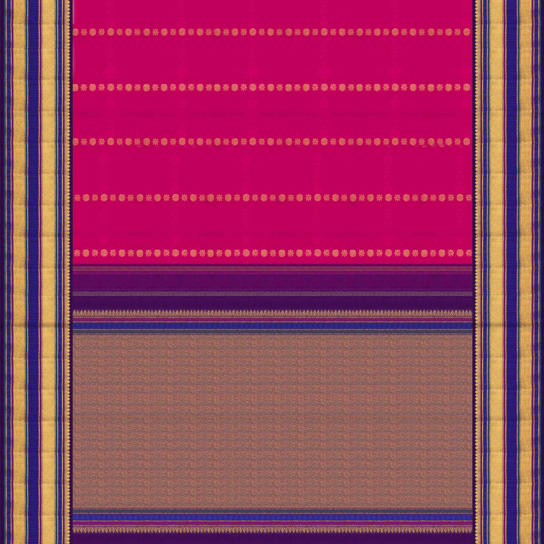 Pallu of Handwoven Korvai Kanjivaram silk Saree