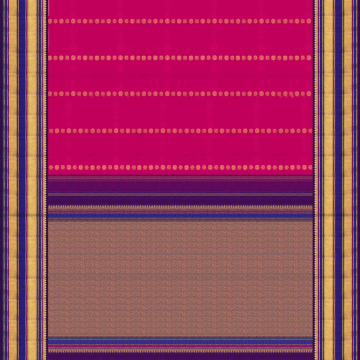 Pallu of Handwoven Korvai Kanjivaram silk Saree
