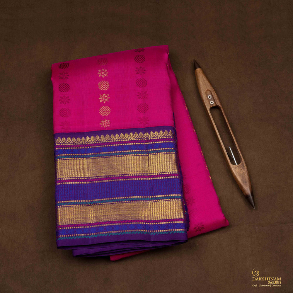 Folded Handwoven Korvai Kanjivaram silk Saree