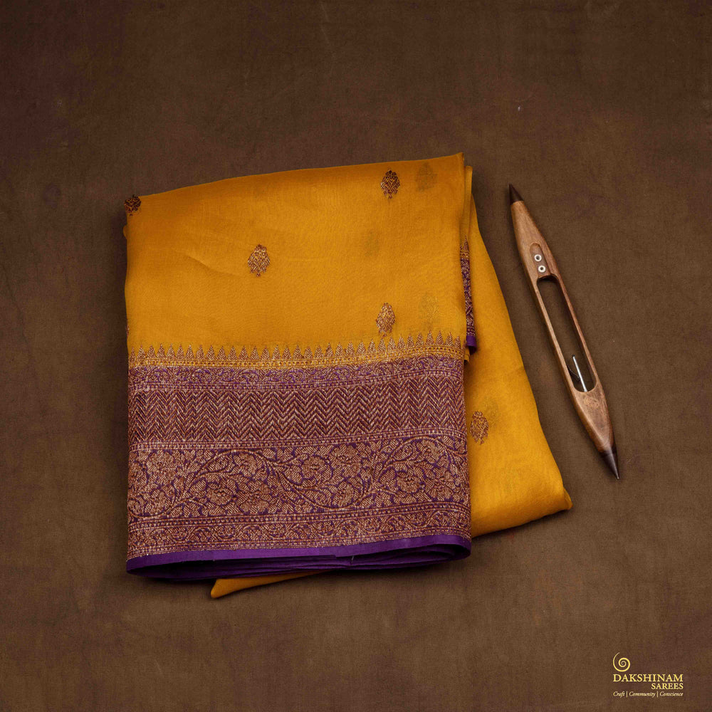 Folded  Handwoven Banarasi organza silk Saree
