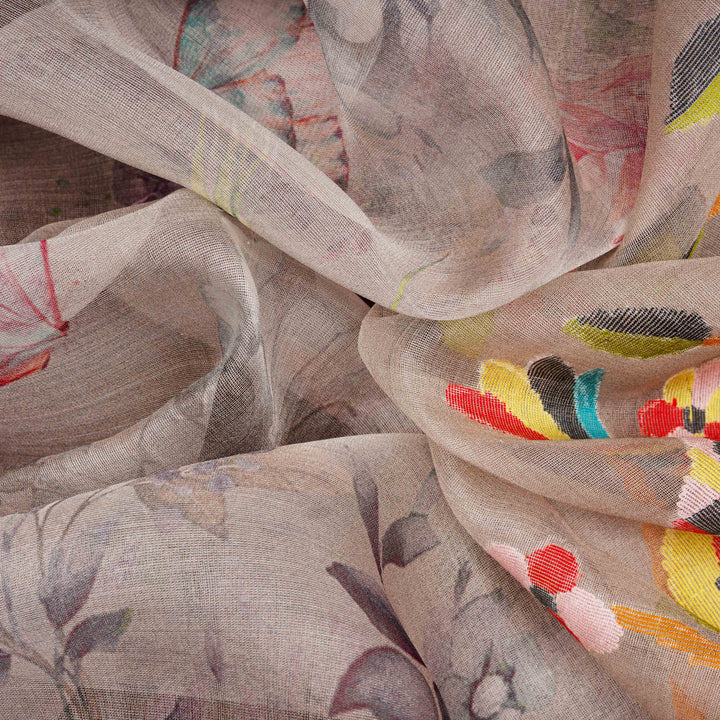 Closeup of Handwoven organza Silk Saree