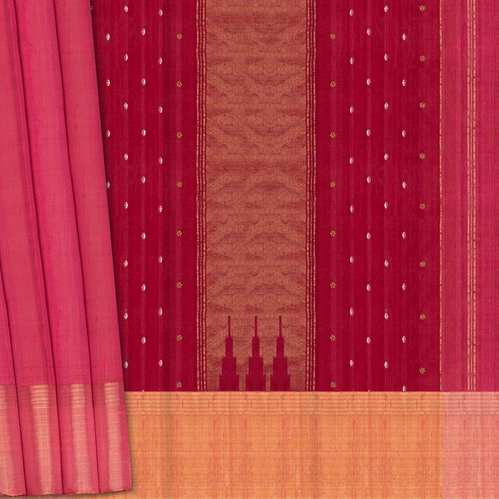 Pleats/body of Handwoven Dupion Soft Silk Saree