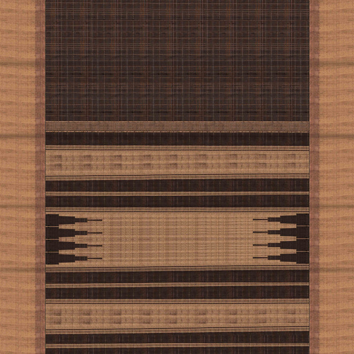 Pallu of Handwoven grey dupion soft silk Saree