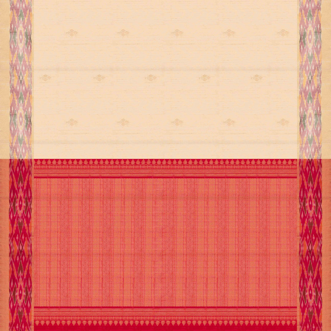Pallu of Handwoven Ikat Dupion Silk Saree