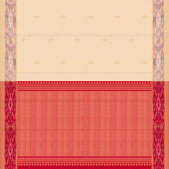 Pallu of Handwoven Ikat Dupion Silk Saree