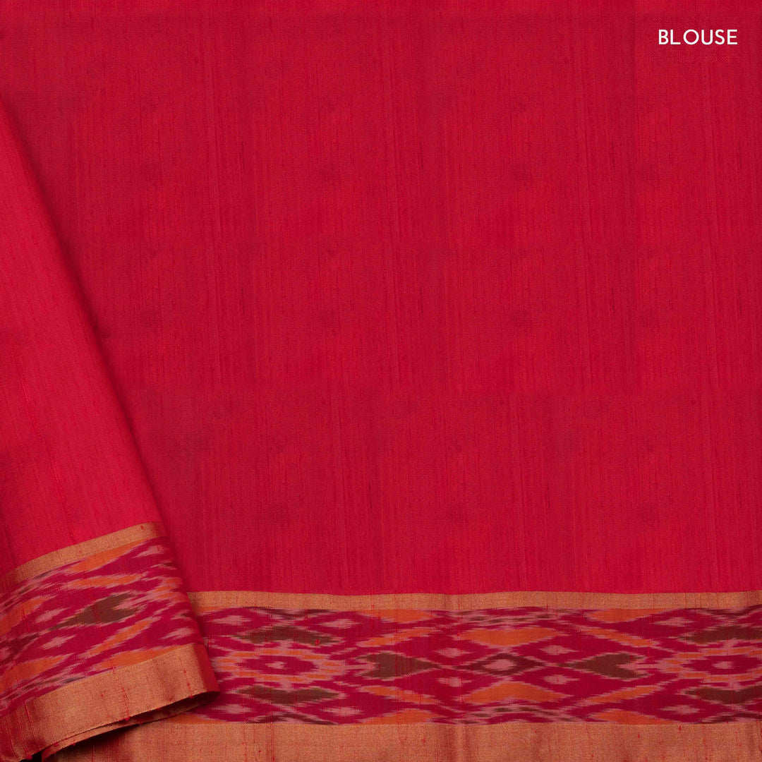 Blouse of  Handwoven Ikat Dupion Silk Saree