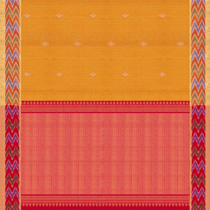 Pallu of Handwoven Ikat Dupion Silk Saree