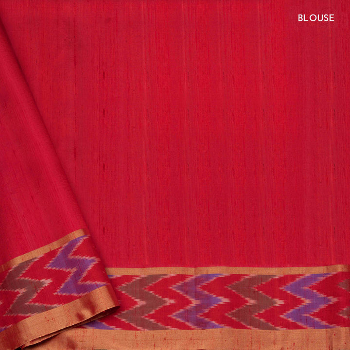 Blouse of  Handwoven Ikat Dupion Silk Saree