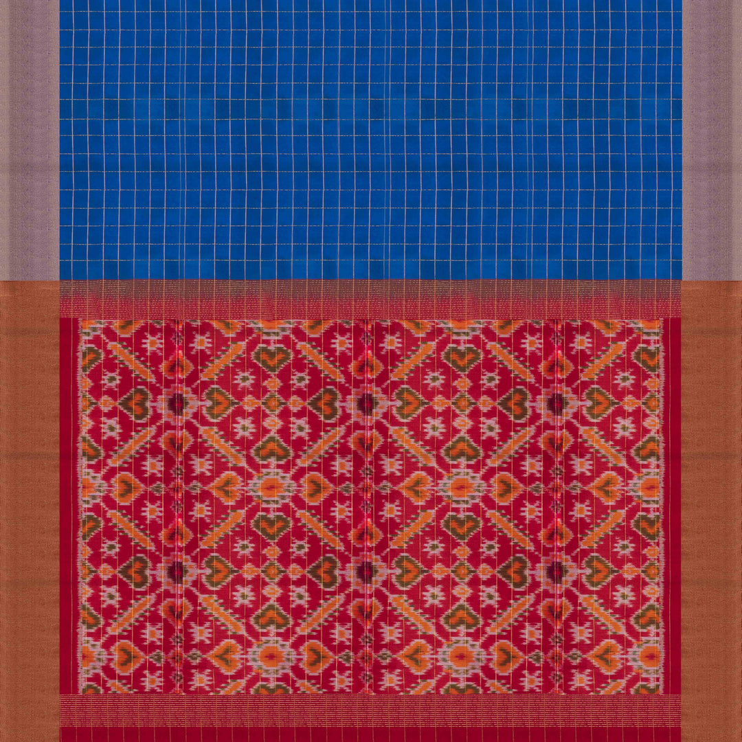 Pallu of Handwoven  Ikat Soft Silk Saree