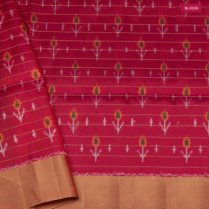Blouse of  Handwoven  Ikat Soft Silk Saree